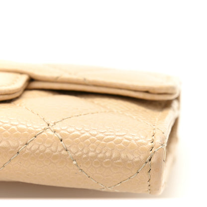 Chanel Caviar Quilted Flap Card Holder Wallet Beige 10 of 11