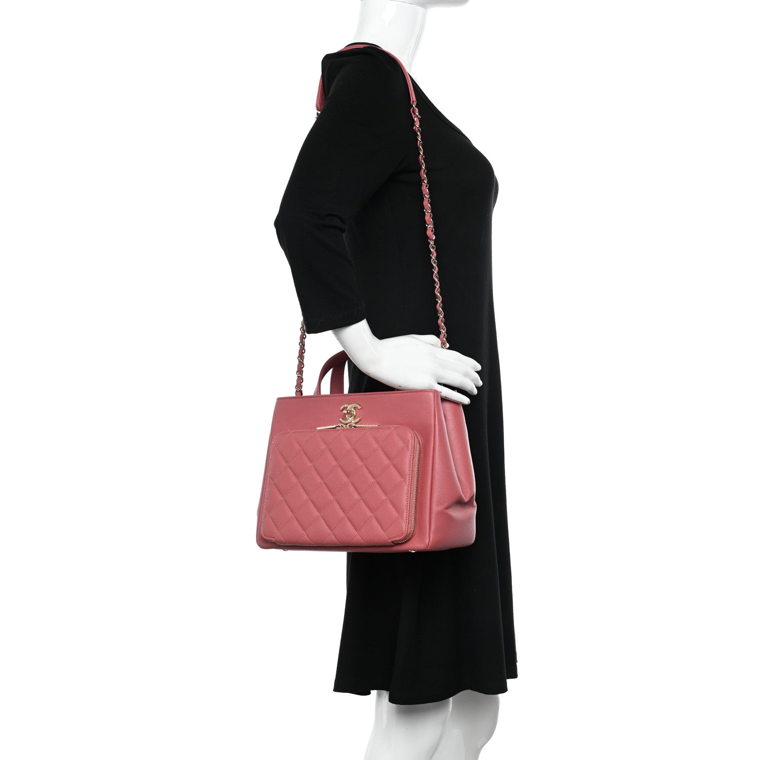 Chanel Caviar Quilted Small Business Affinity Shopping Bag Pink 2 of 12