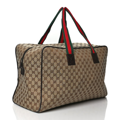 Gucci GG Monogram Web Large Collapsible Carry On Duffle Beige Brown 2 of 15
