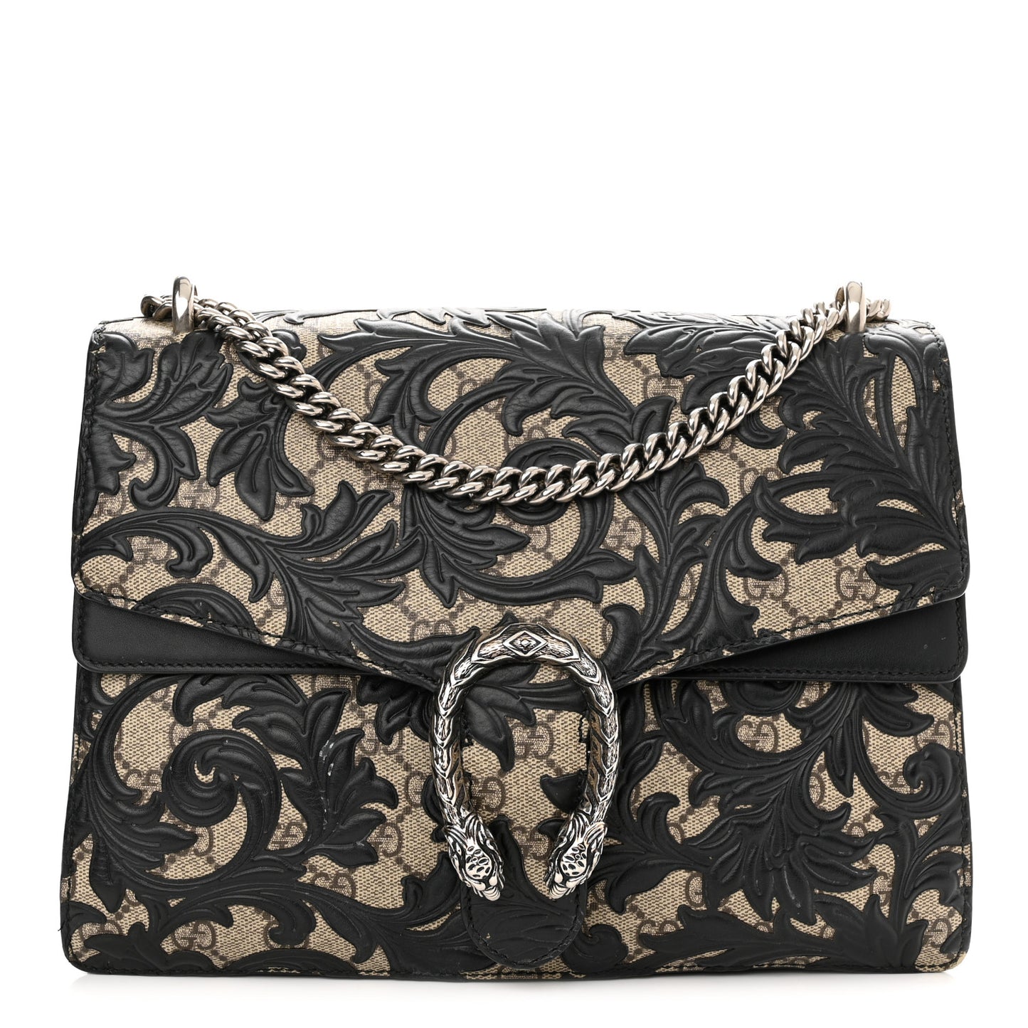 GG Supreme Monogram Arabesque Medium Dionysus Shoulder Bag Black