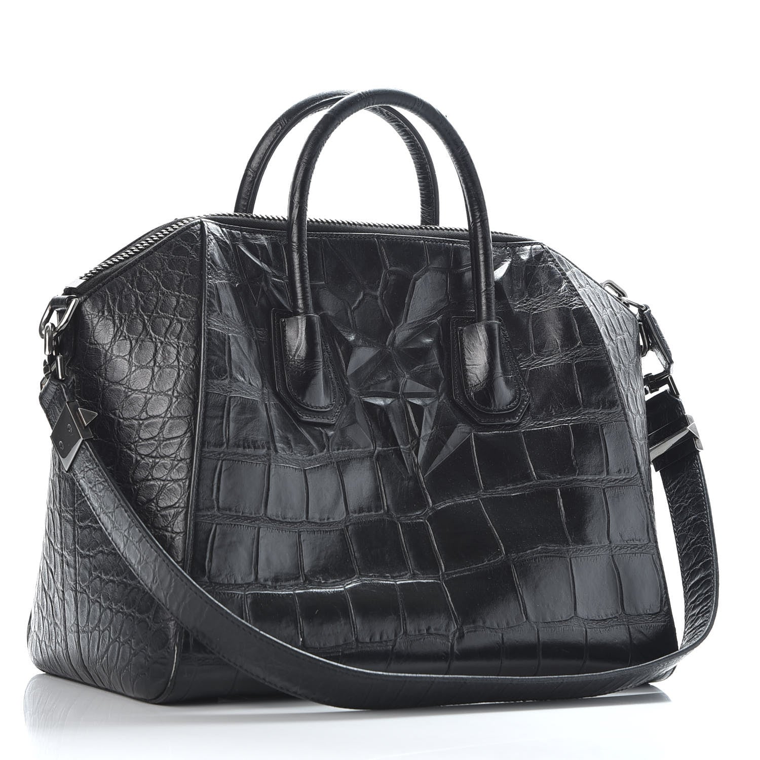 Givenchy Calfskin Crocodile Embossed Medium Antigona Black 2 of 9