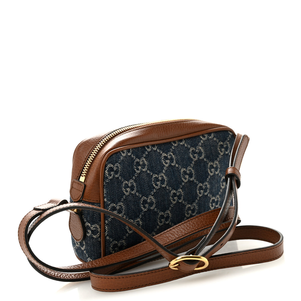 Gucci New Denim GG Monogram Dollar Calfskin Mini Ophidia Shoulder 