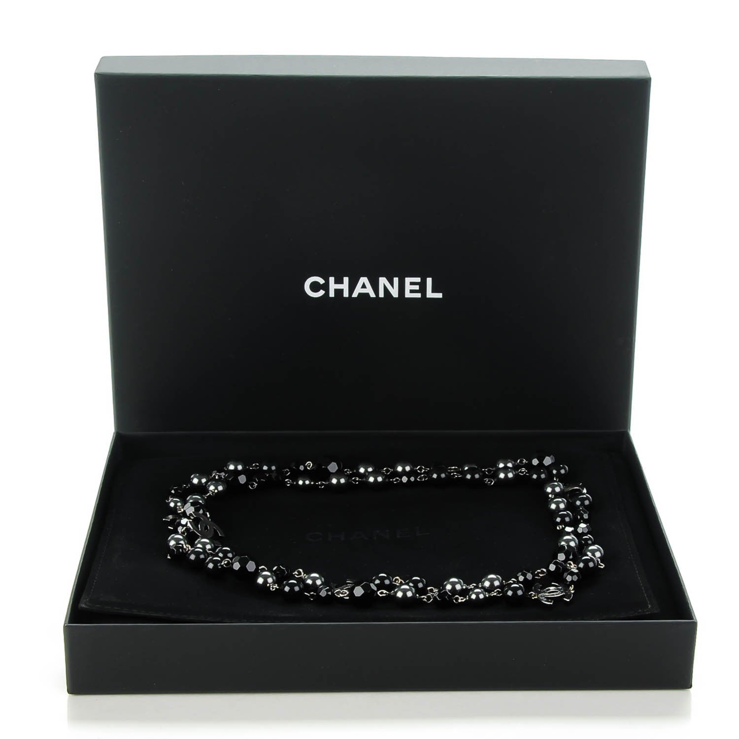 Chanel Ruthenium Beaded CC Long Necklace Black 4 of 4