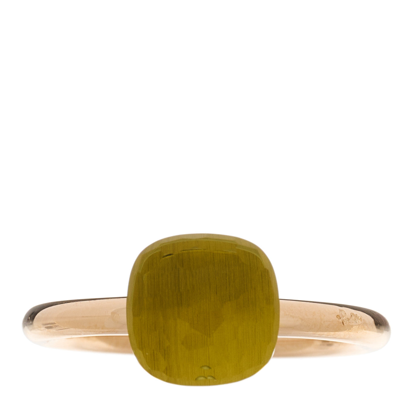 18K Rose White Gold Lemon Quartz Petit Nudo Ring 48 4.5