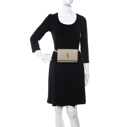 Saint Laurent Grain De Poudre Monogram Kate Belt Bag Dark Beige 2 of 11