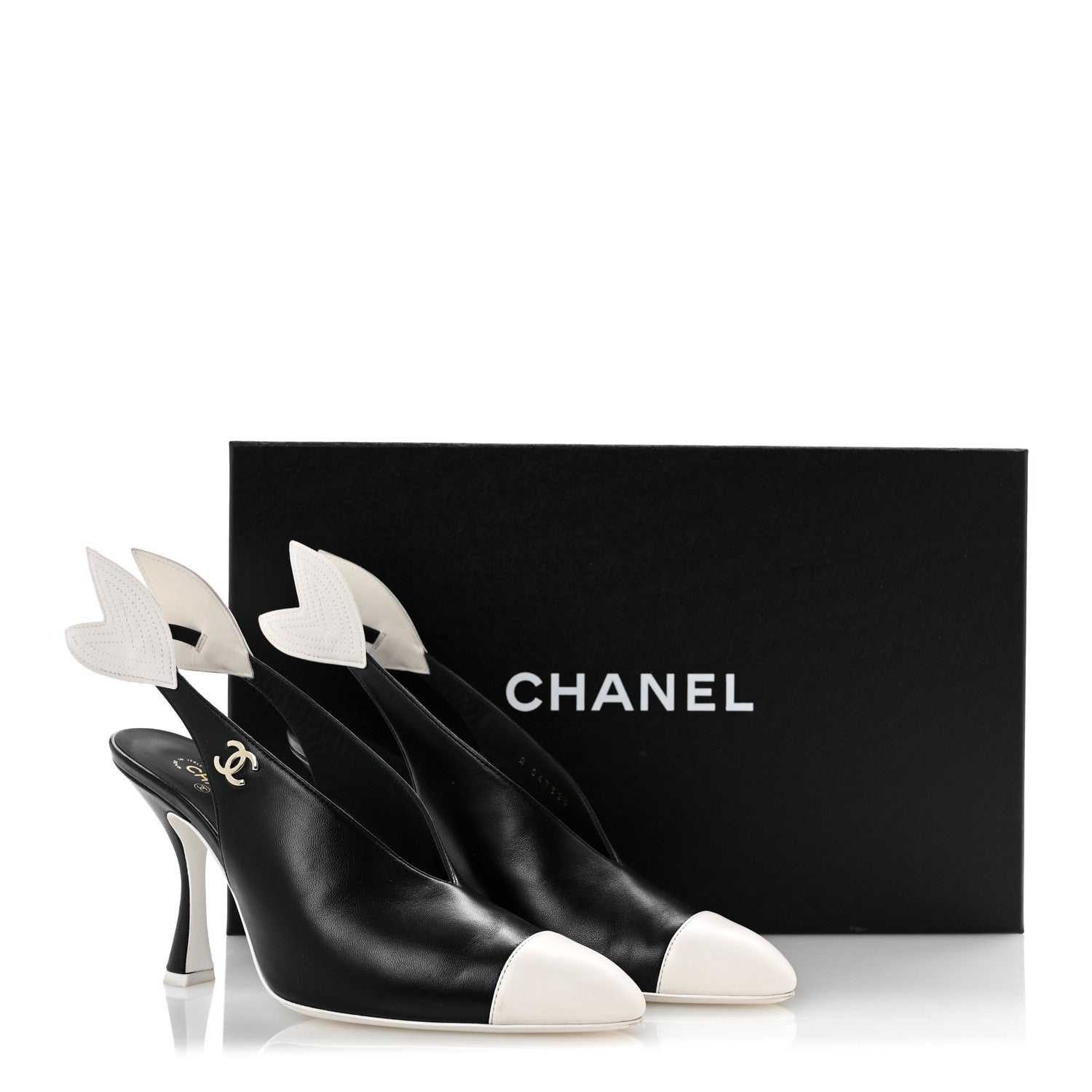 Chanel Lambskin Slingback Pumps 39.5 Black White 12 of 12