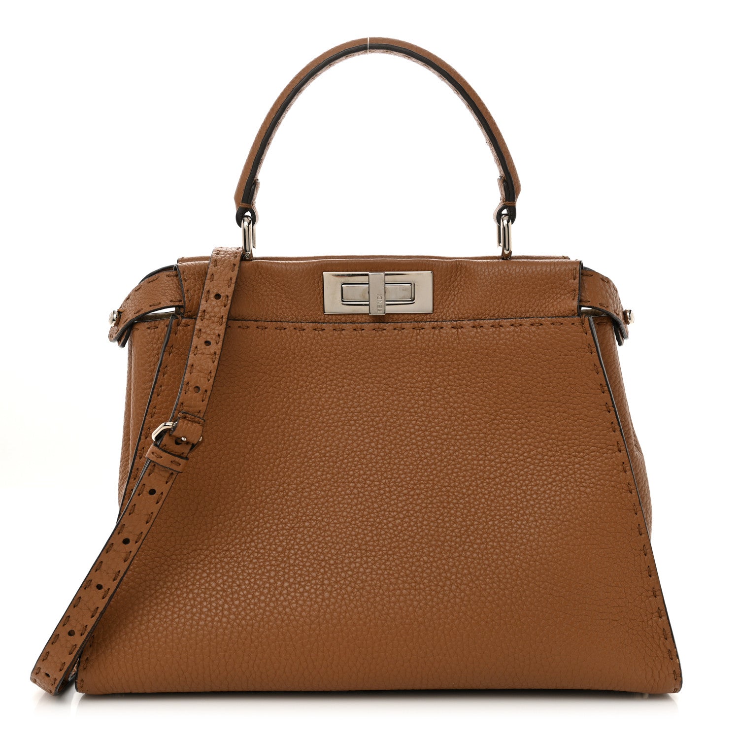 Fendi Cuoio Romano Selleria Bi-Color Medium Peekaboo Iconic Satchel Mou Deserto 1 of 11