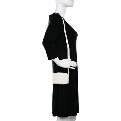 Bottega Veneta Lambskin Maxi Intrecciato Extra Mini Cassette Crossbody Bag White 2 of 8