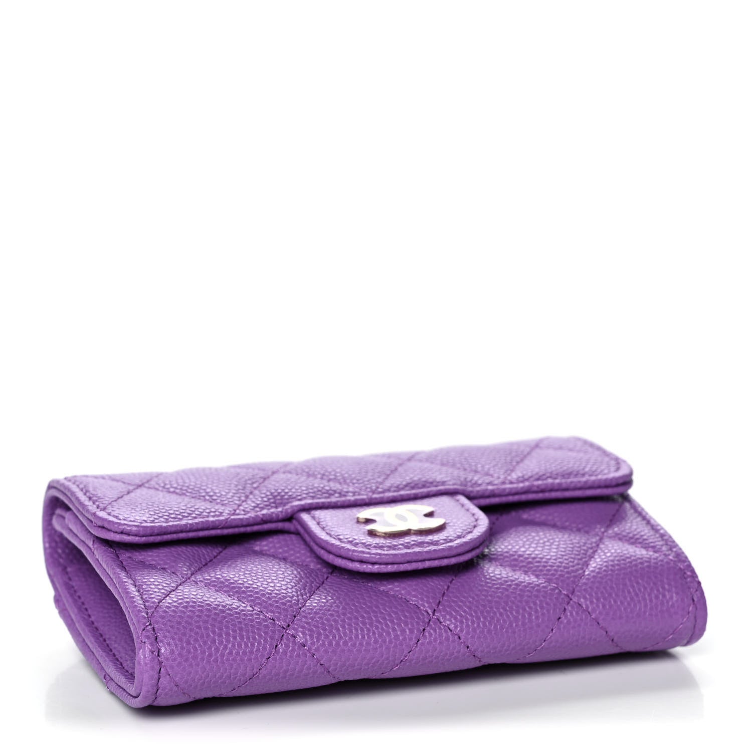Chanel Caviar Quilted Flap Card Holder Wallet Purple 4 of 12
