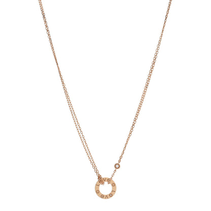Cartier 18K Pink Gold 2 Diamond LOVE Necklace 1 of 4