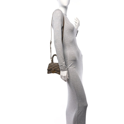 Balenciaga Coated Canvas BB Monogram Hourglass Top Handle Bag XS Beige Brown 2 of 10
