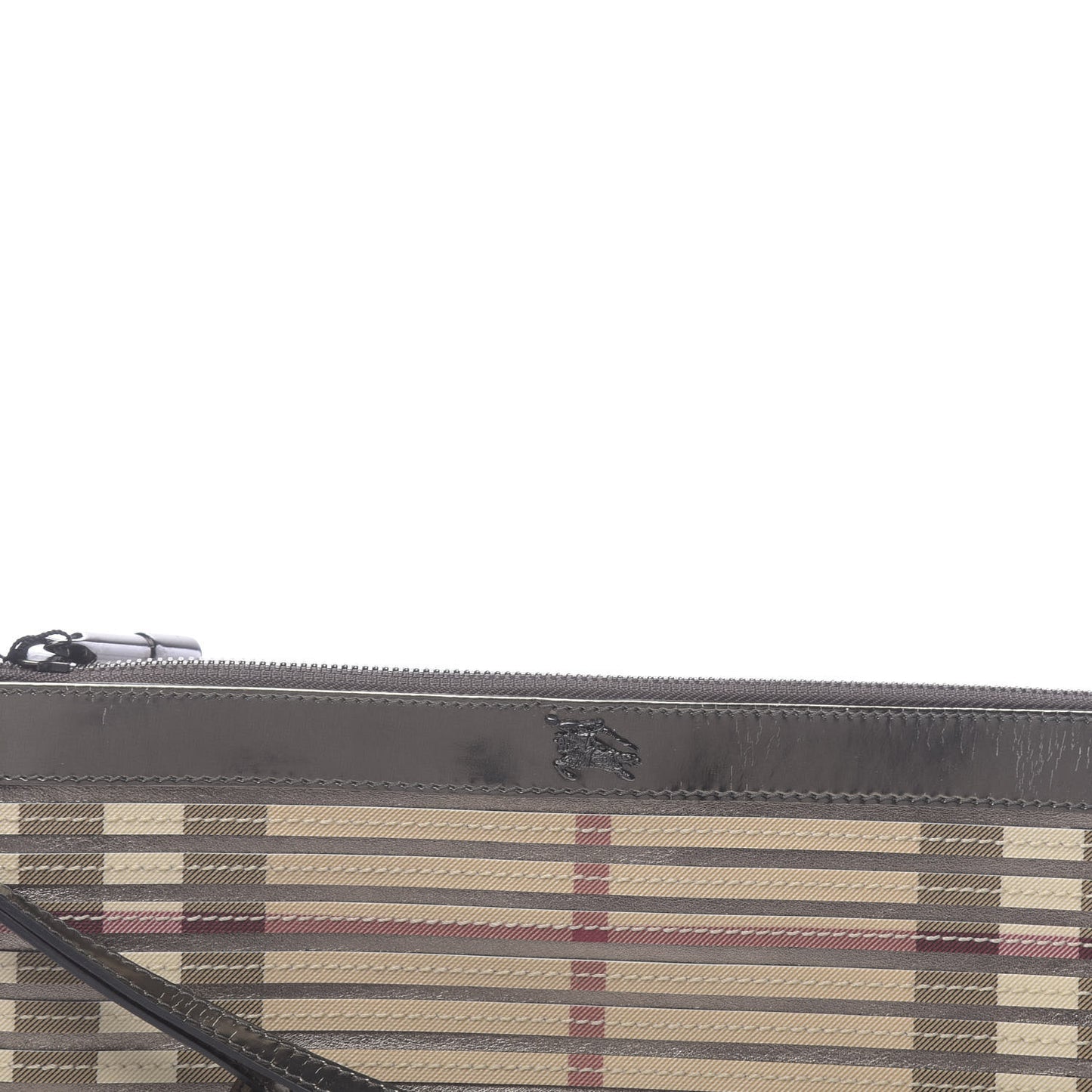 Metallic Patent Calfskin House Check Sliced Ashcombe Clutch