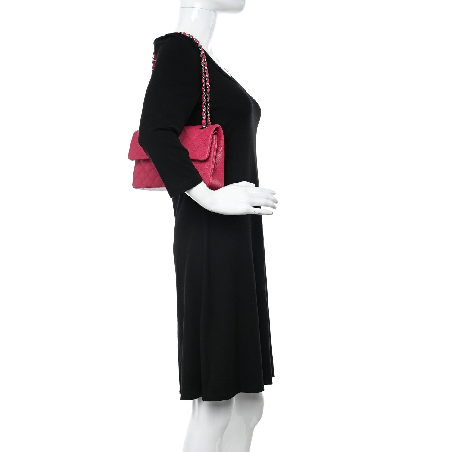 Chanel Caviar Quilted Small Double Flap Fuchsia 2 of 10