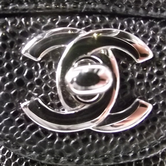 Caviar Quilted Medium Double Flap Black