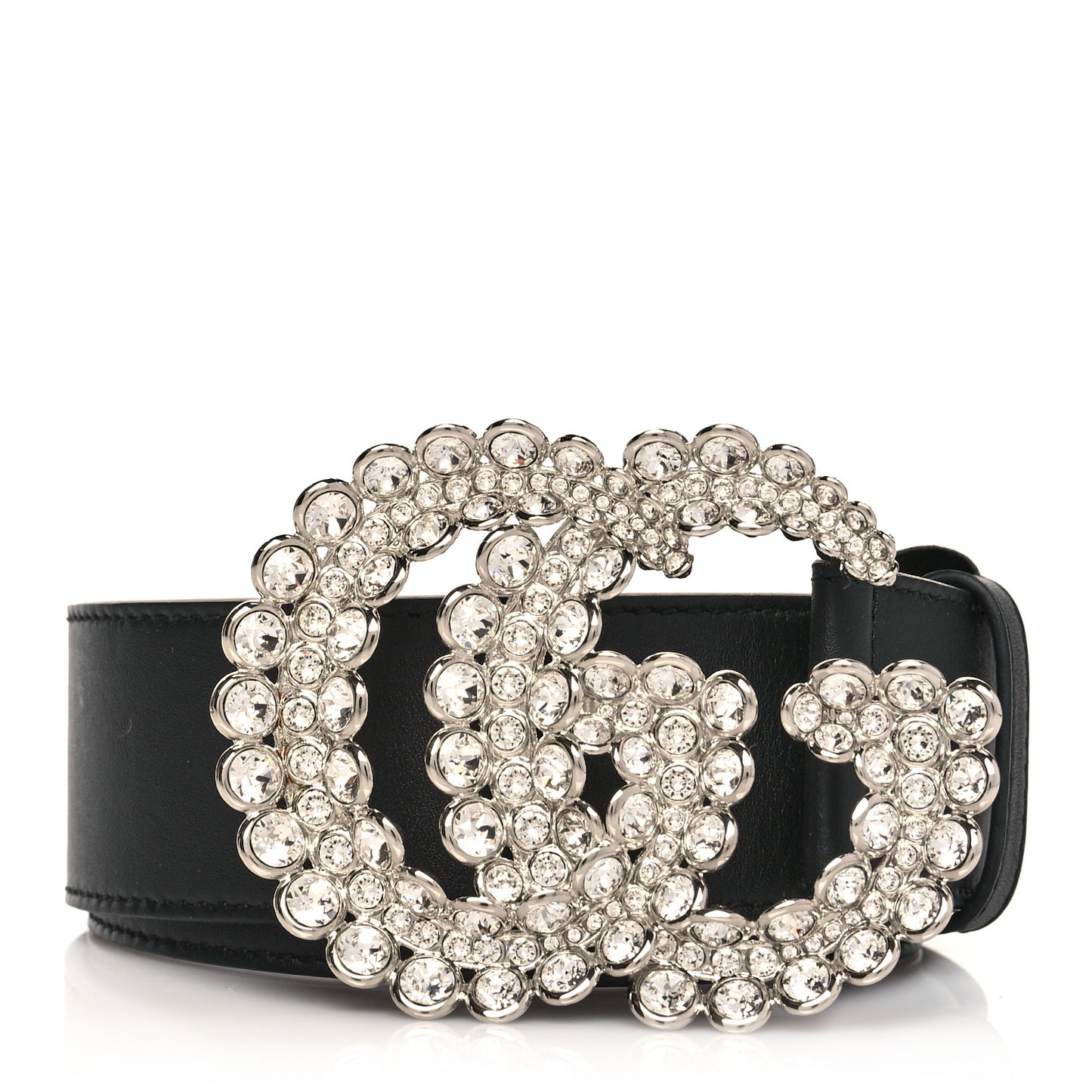 Calfskin Crystal Double G 40mm Belt 80 32 Black