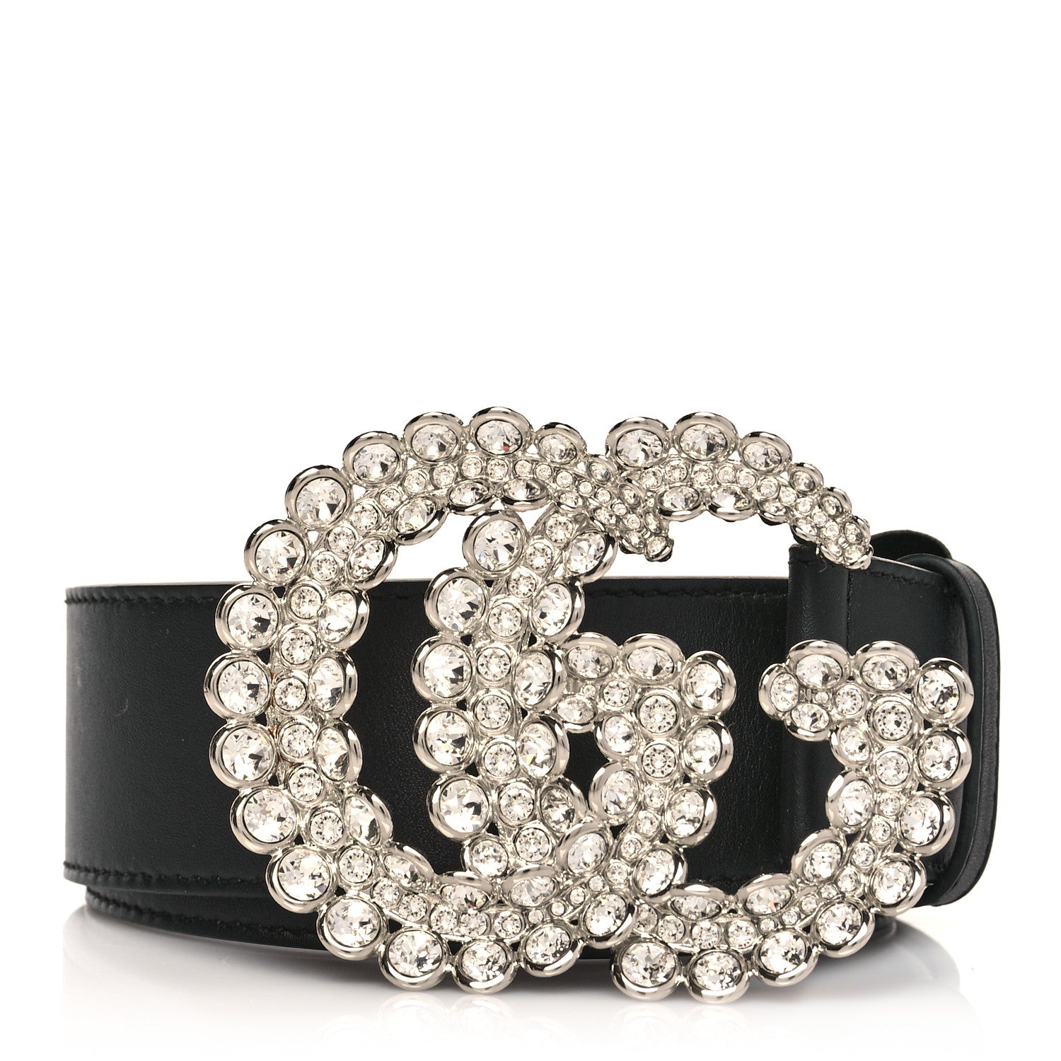 Gucci Calfskin Crystal Double G 40mm Belt 80 32 Black 1 of 5