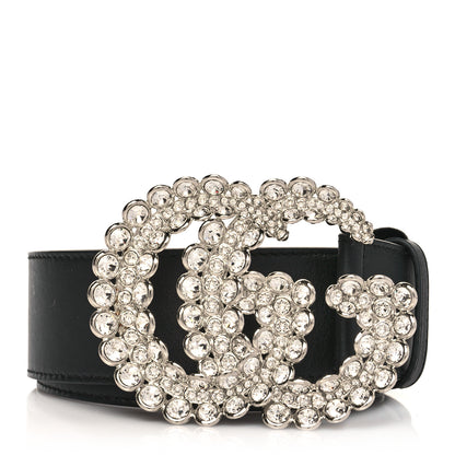Gucci Calfskin Crystal Double G 40mm Belt 80 32 Black 1 of 5