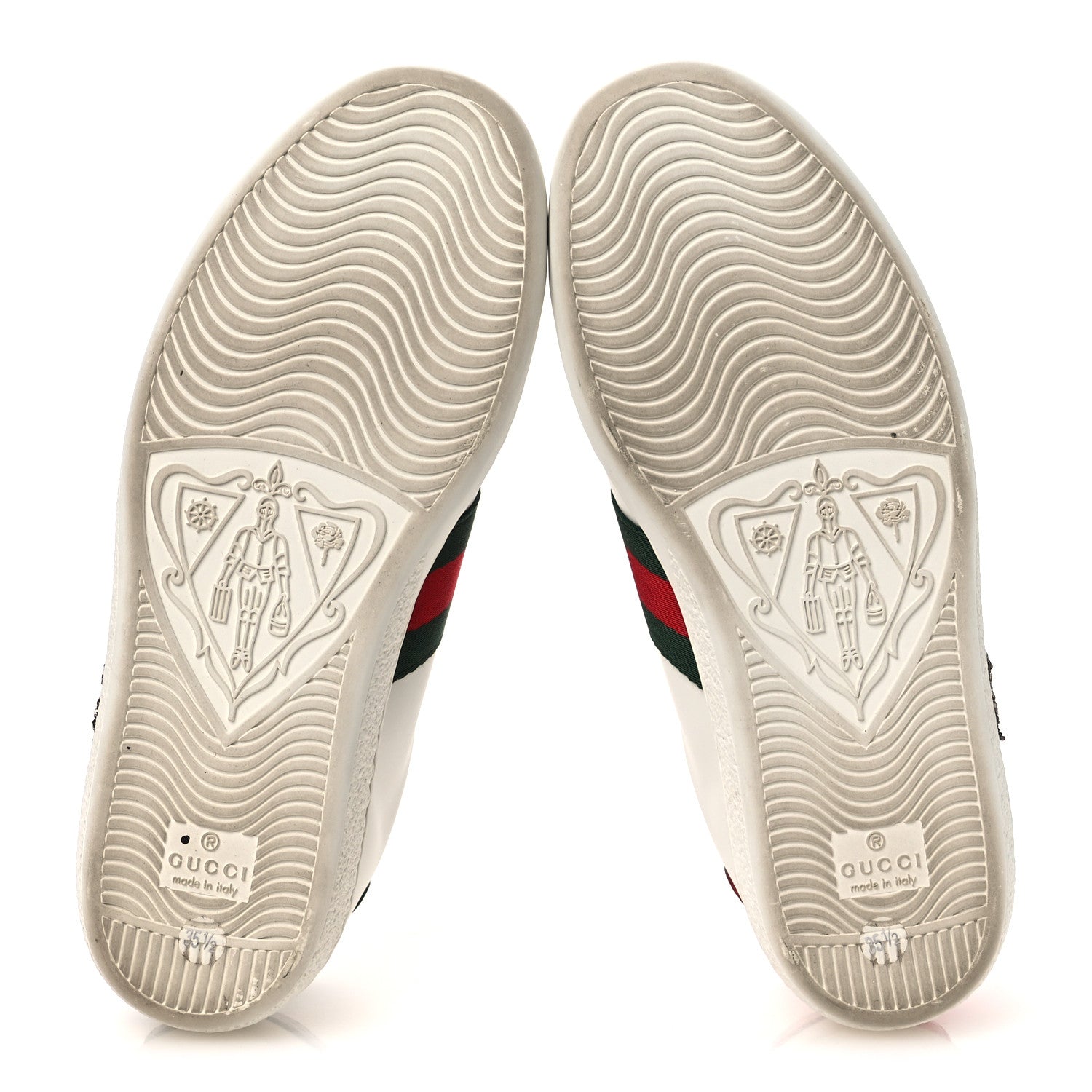 Gucci Calfskin Web Studded Womens Arrow Ace Sneakers 35.5 White 7 of 13