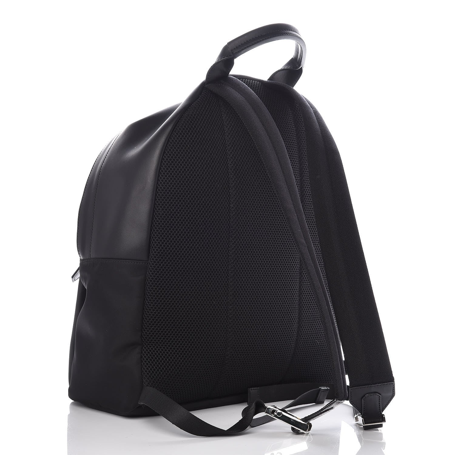 Fendi Nylon Vitello Liberty Metal Monster Eyes Rounded Backpack Black 3 of 9