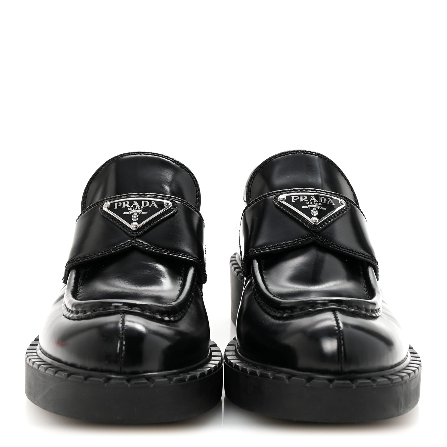 Spazzolato Metal Triangle Logo 50mm Loafers 37 Black