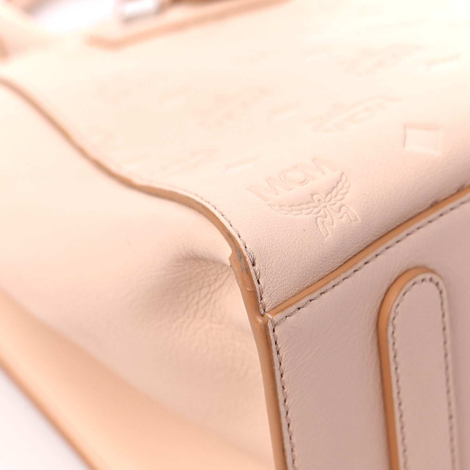 MCM Calfskin Ottomar Monogram Medium Essential Tote Bisque 7 of 12