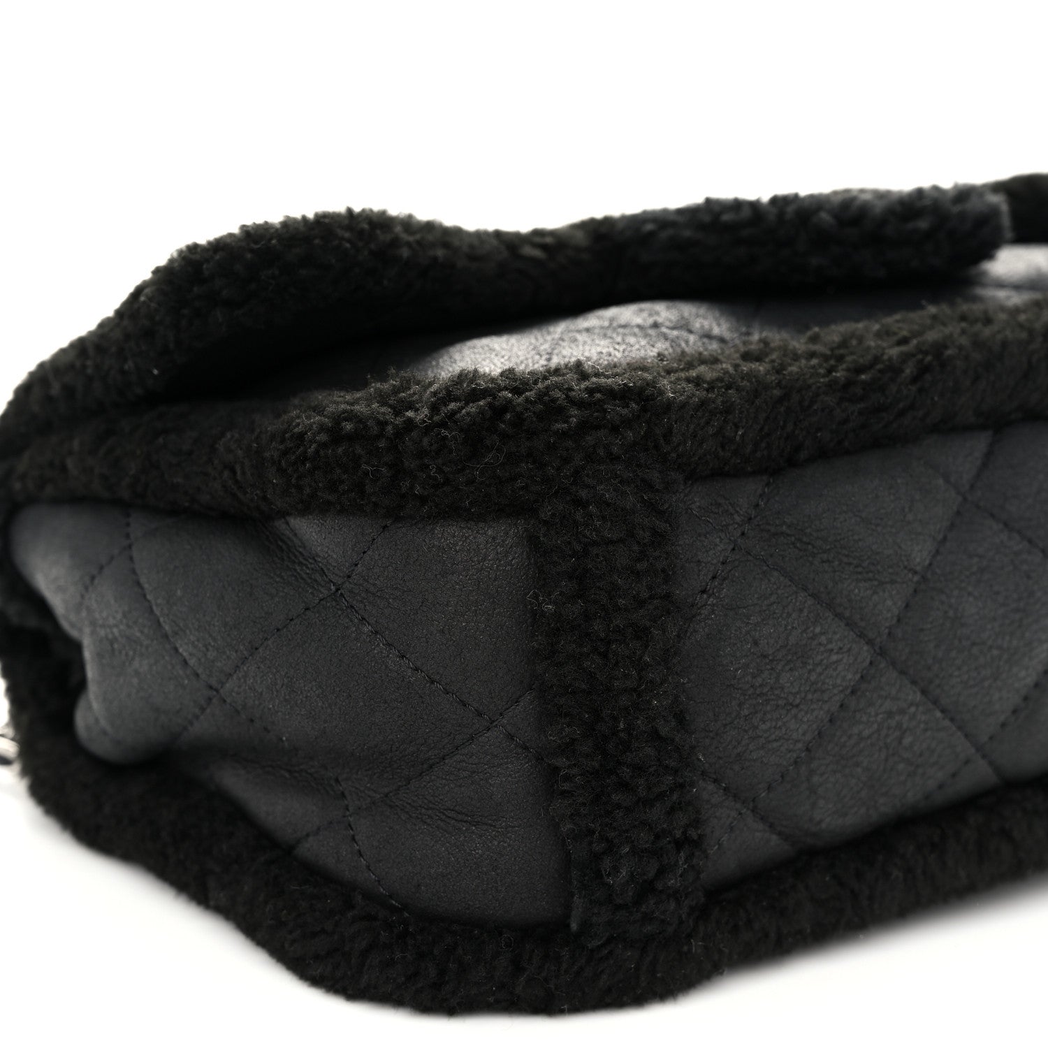 Chanel Shearling Quilted Jumbo Single Flap Black 8 of 9