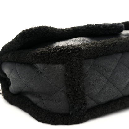 Chanel Shearling Quilted Jumbo Single Flap Black 8 of 9