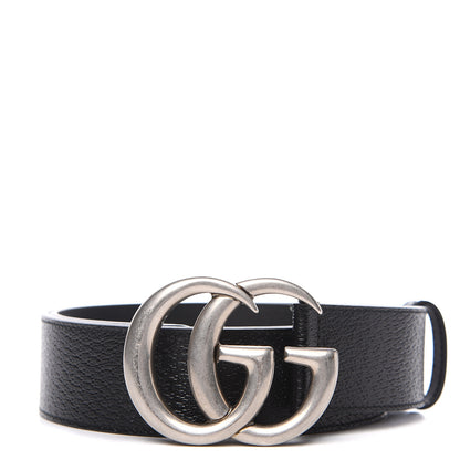 Gucci Textured Dollar Calfskin Nickel Double G 40mm Belt 70 28 Black 1 of 5
