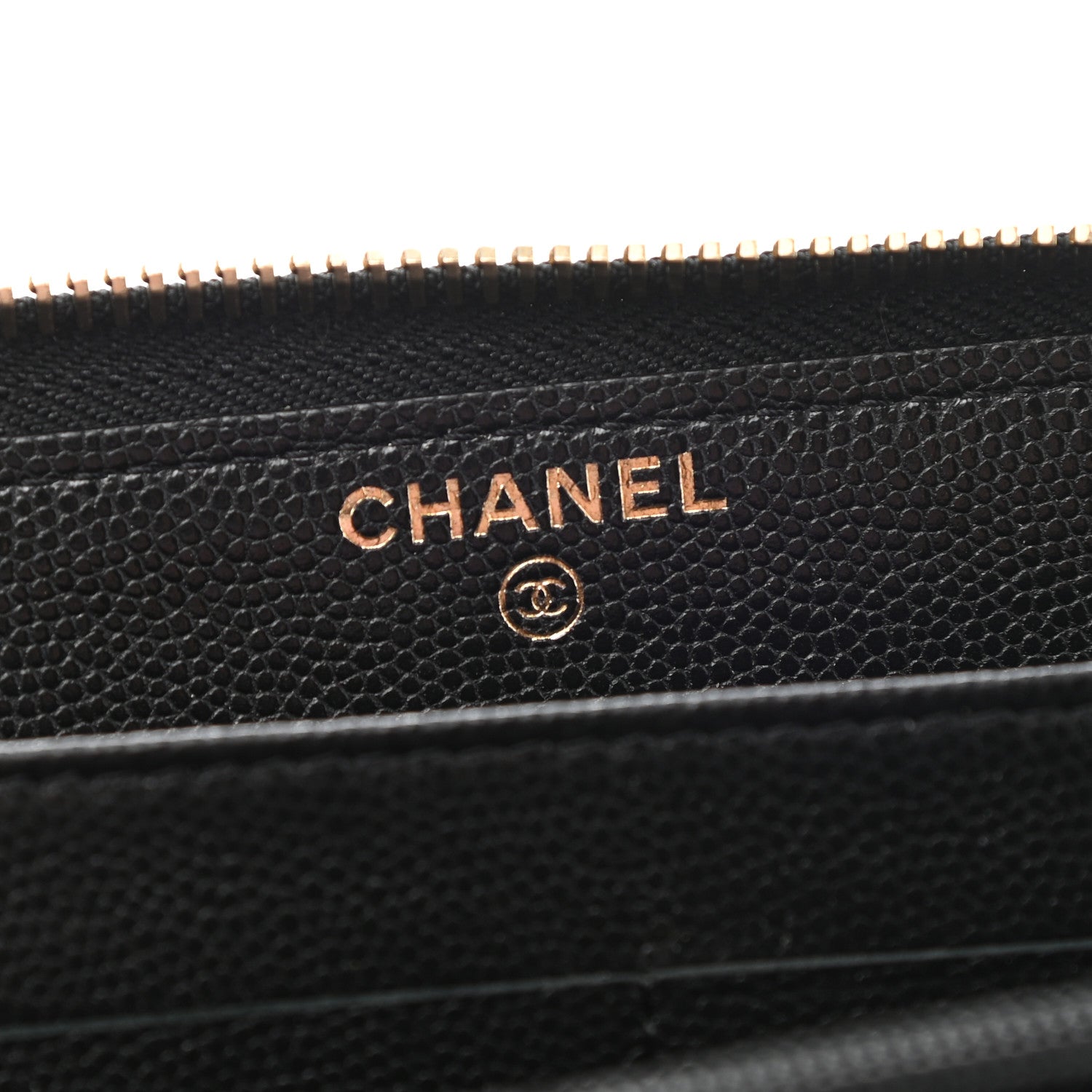 Chanel Caviar Camellia Embossed Large Zip Around Gusset Wallet Black 6 of 9