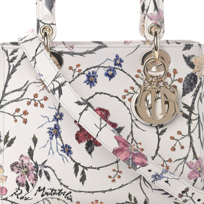 Christian Dior Calfskin Rosa Mutabilis Embroidered Medium Lady Dior White Multicolor 8 of 10