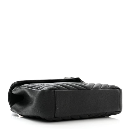 Saint Laurent Sheepskin Matelasse Chevron Monogram Monochrome Medium College Bag Black 4 of 12