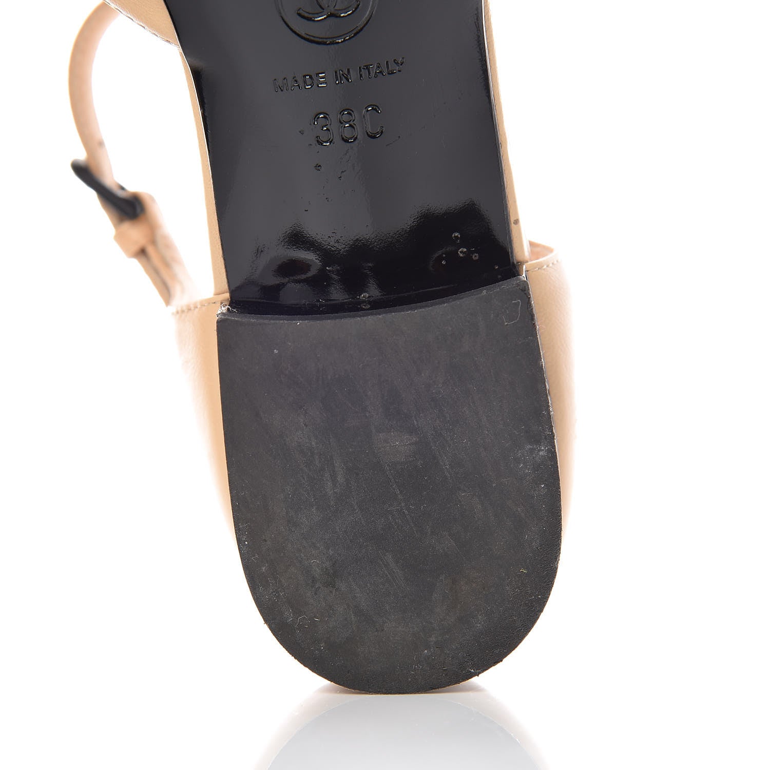 Chanel Lambskin Cap Toe CC Flats 38 Beige Black 14 of 16