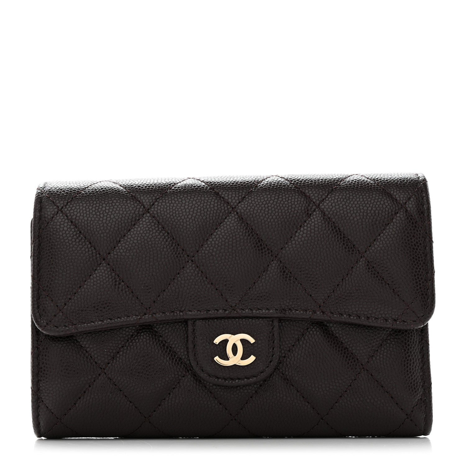 Chanel Caviar Quilted Medium Flap Wallet Dark Purple 1 of 8