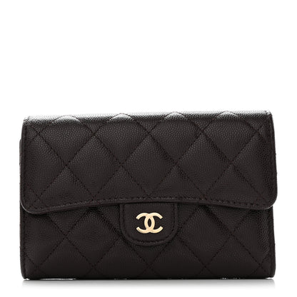 Chanel Caviar Quilted Medium Flap Wallet Dark Purple 1 of 8