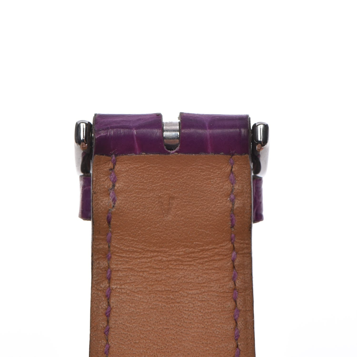 Hermes Stainless Steel Alligator 26mm Heure H Hour Quartz Watch Violet 10 of 12