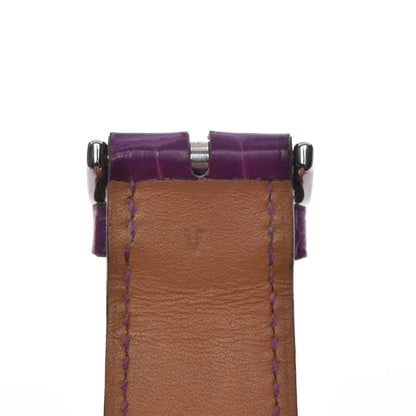 Hermes Stainless Steel Alligator 26mm Heure H Hour Quartz Watch Violet 10 of 12
