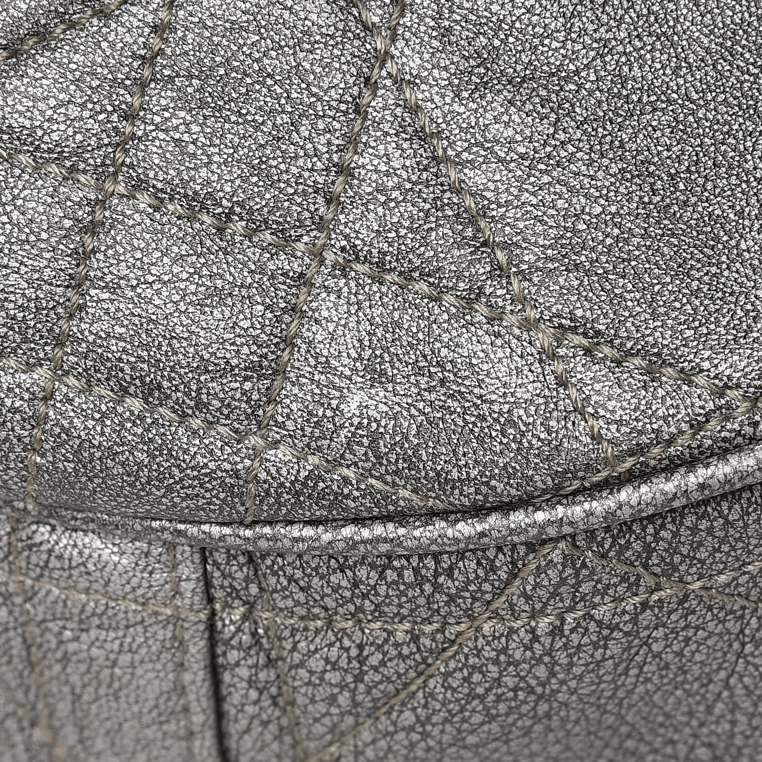 Christian Dior Metallic Lambskin Cannage Flap Shoulder Bag Silver 11 of 13