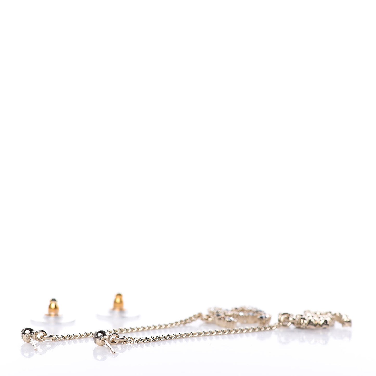 Crystal CC Drop Earrings Pink Grey Gold