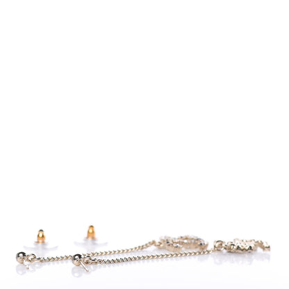 Chanel Crystal CC Drop Earrings Pink Grey Gold 3 of 4