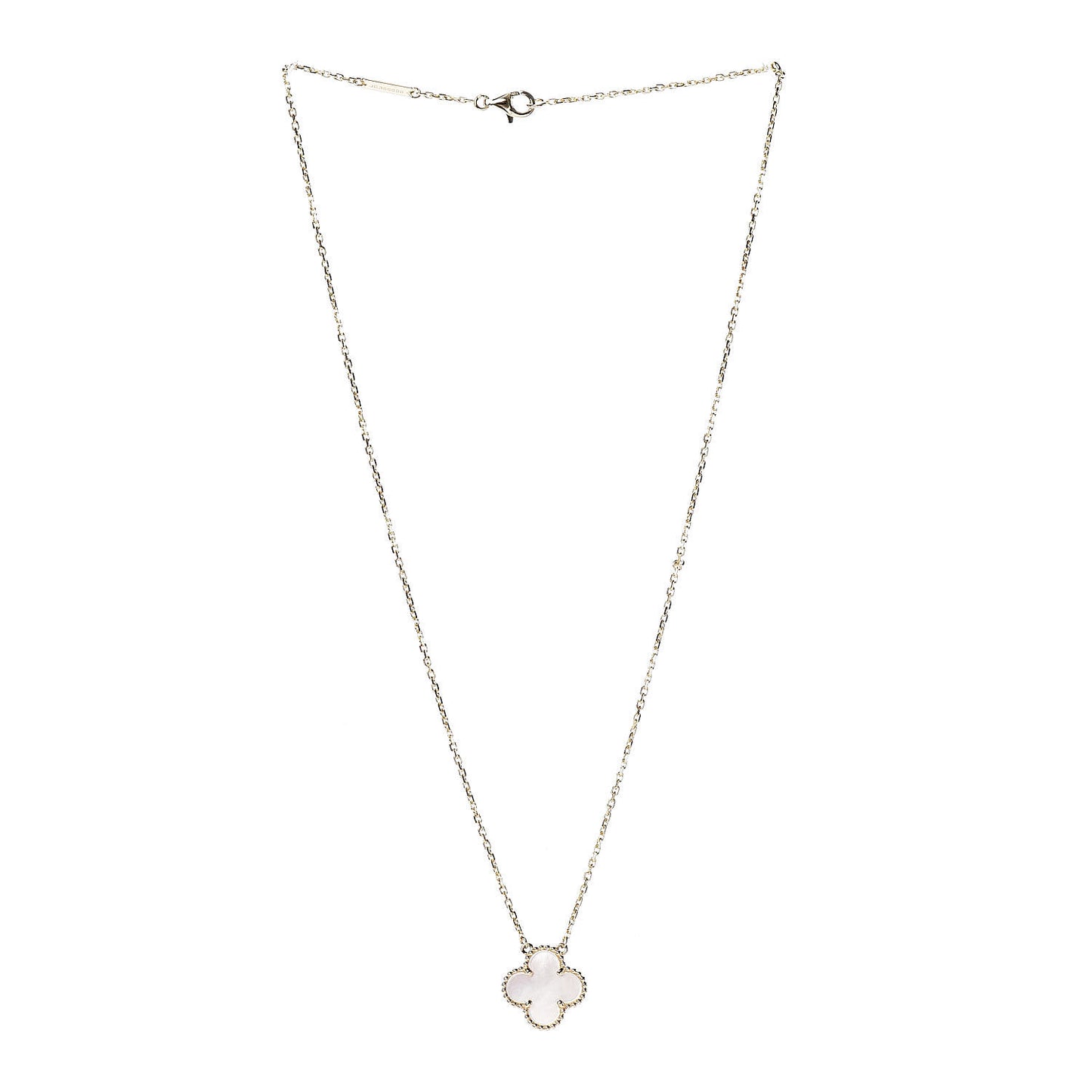 18K Yellow Gold Mother of Pearl Vintage Alhambra Pendant Necklace