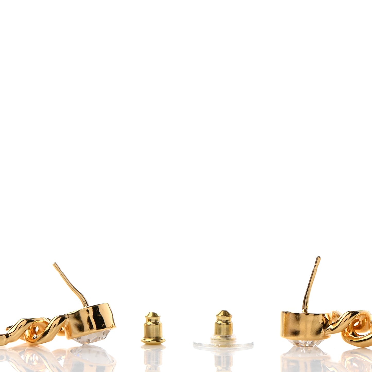 Crystal Tag Drop Earrings Gold