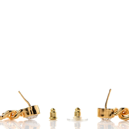 Chanel Crystal Tag Drop Earrings Gold 3 of 4