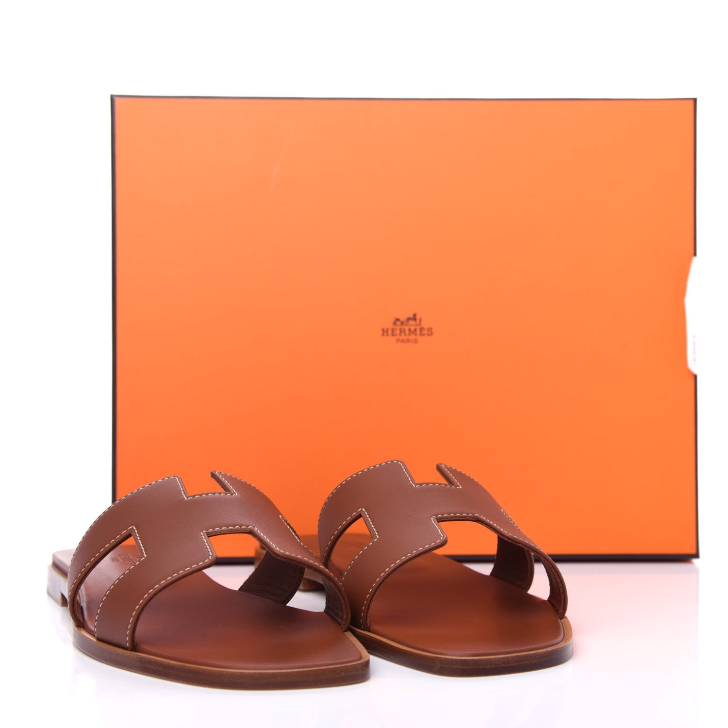 Hermes Box Calfskin Oran Sandals 39.5 Gold 11 of 11