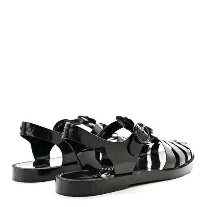 Gucci Shiny Rubber Mens Double G Buckle Strap Sandals 9 Black 4 of 8