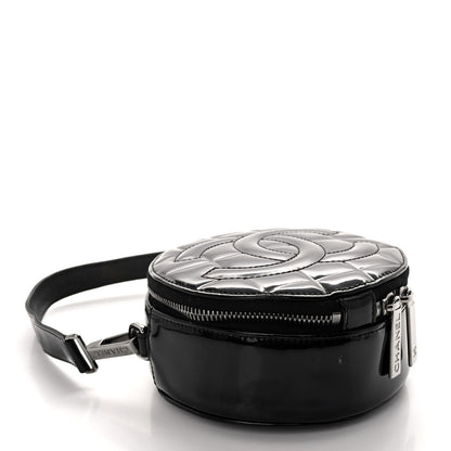 Chanel Patent Quilted CC Chocolate Bar Round Shoulder Bag Black 4 of 13