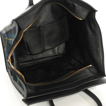 Celine Smooth Calfskin Tweed Tartan Mini Luggage Midnight 7 of 11