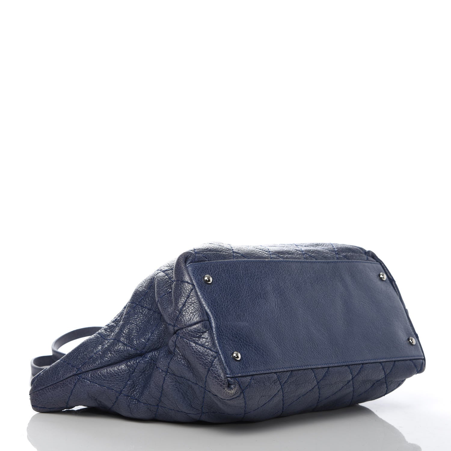 Chanel Glazed Calfskin Large On The Road Tote Dark Blue 4 of 12