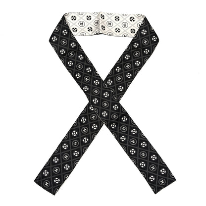 Chanel Silk CC Polka Dot Slim Bandeau Scarf Black Ecru 1 of 3