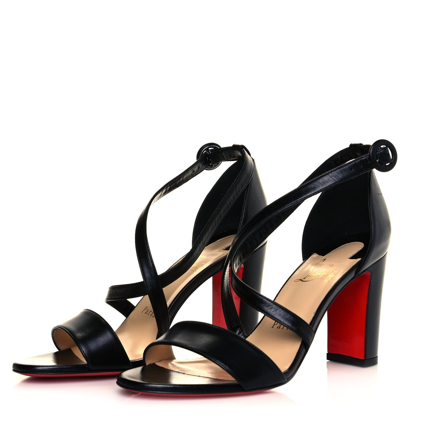 Nappa Loubi Bee Alta 85 Sandals 36.5 Black