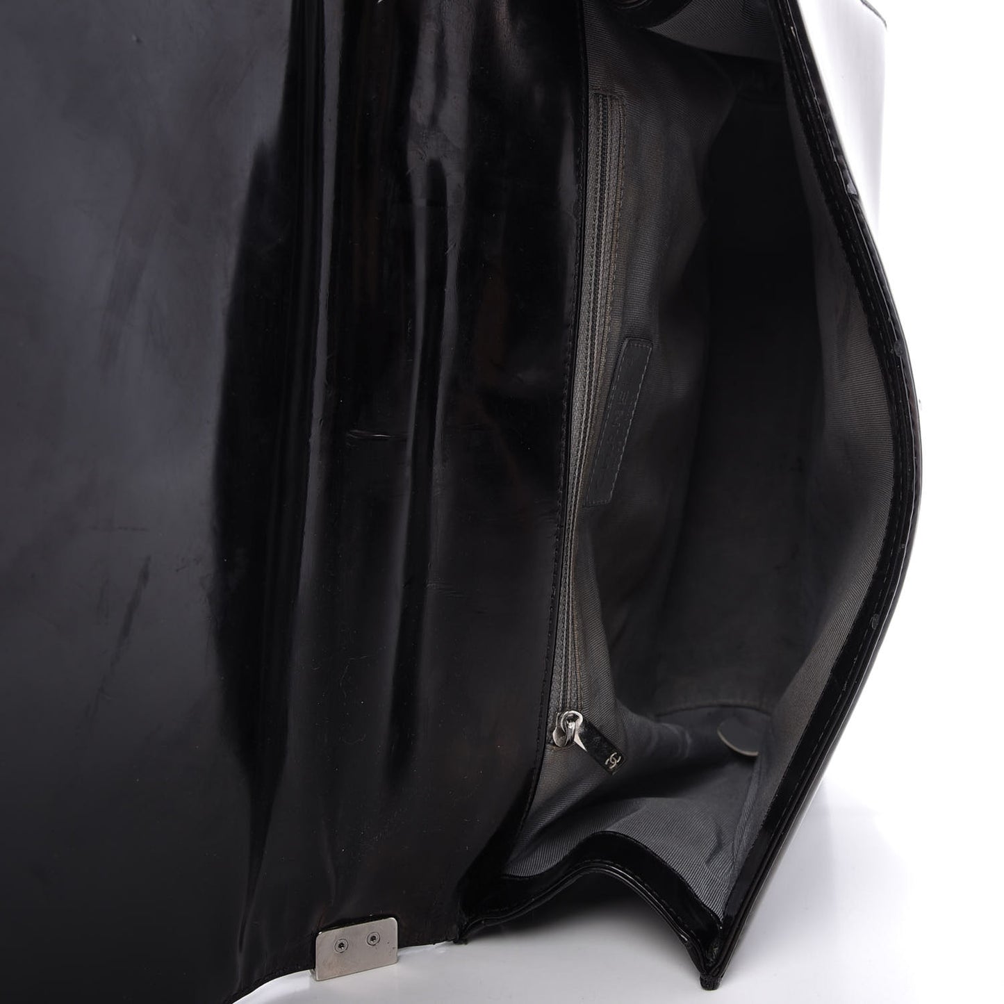 Glazed Calfskin Large Boy Flap Black